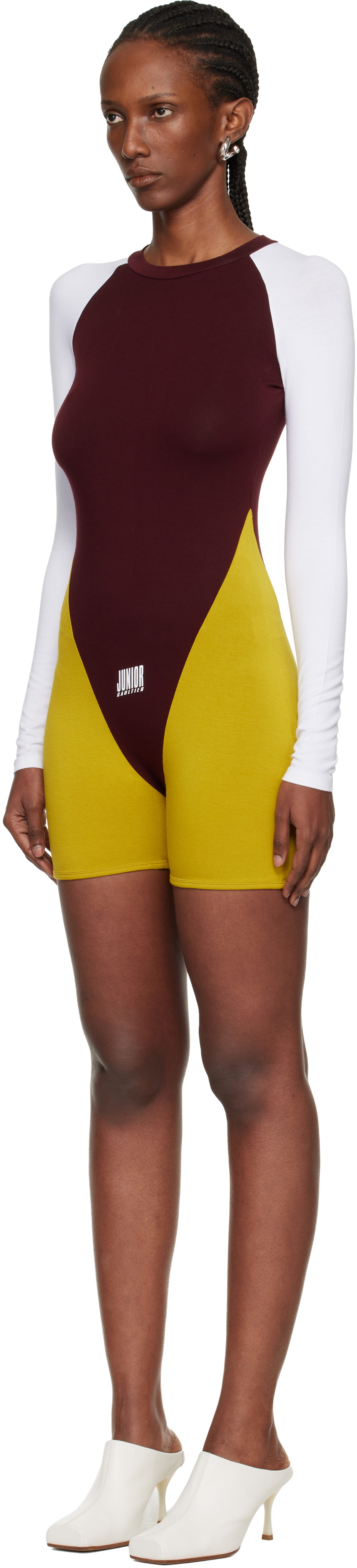 Jean Paul Gaultier Burgundy & Yellow 'The Tricolor Junior Gaultier' Romper