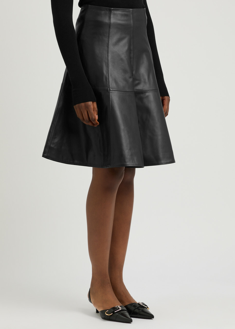 Aexae Panelled Leather Skirt Black