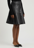 Aexae Panelled Leather Skirt Black