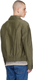 NVRFRGT Khaki Spread Collar Bomber Jacket