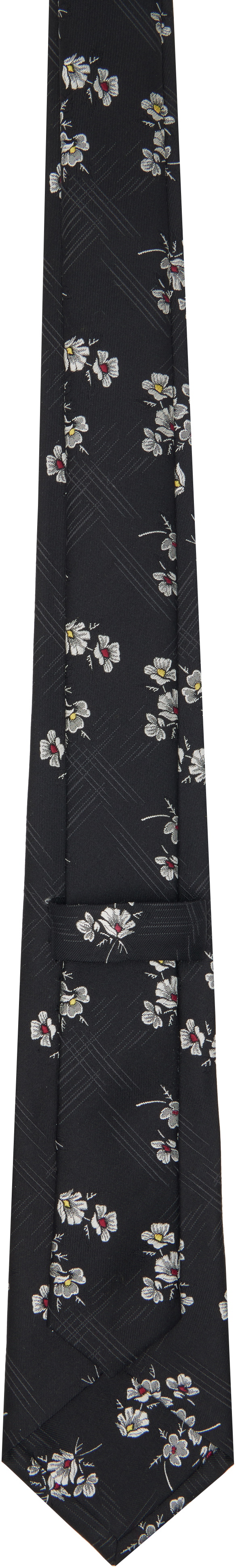 YOHJI YAMAMOTO Black Flower Plaid JQ Derby Tie