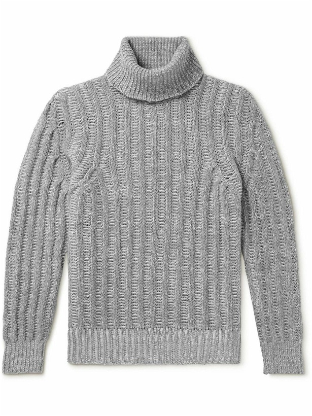 Photo: Altea - Ribbed Virgin Wool and Cashmere-Blend Rollneck Sweater - Gray