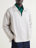 FRAME - Virgin Wool Half-Zip Sweater - Gray