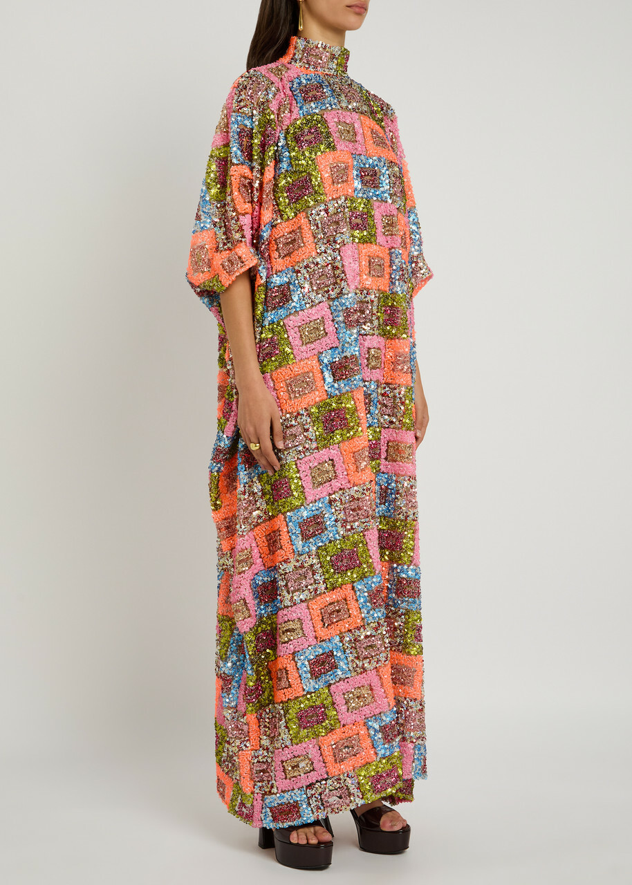 sachin and babi light blue dress Plus Size Sequin Chiffon Maxi Dress