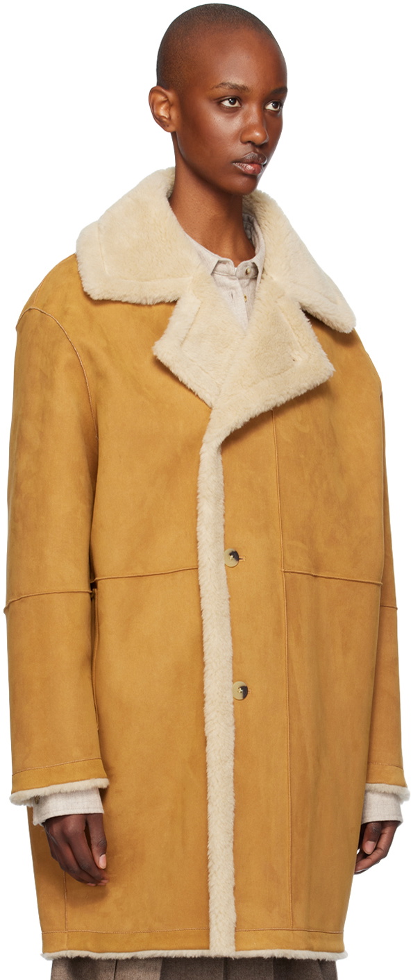 LE17SEPTEMBRE Beige Reversible Faux-Fur & Faux-Leather Coat