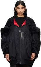 Junya Watanabe Black Nylon & Faux Fur Jacket