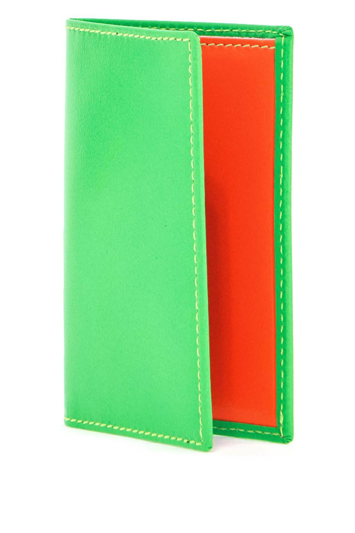 COMME DES GARCONS WALLET portafoglio compatto verde super fluo in pelle di capra Green