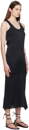 Gabriela Coll Garments Black Raw Edge Midi Dress