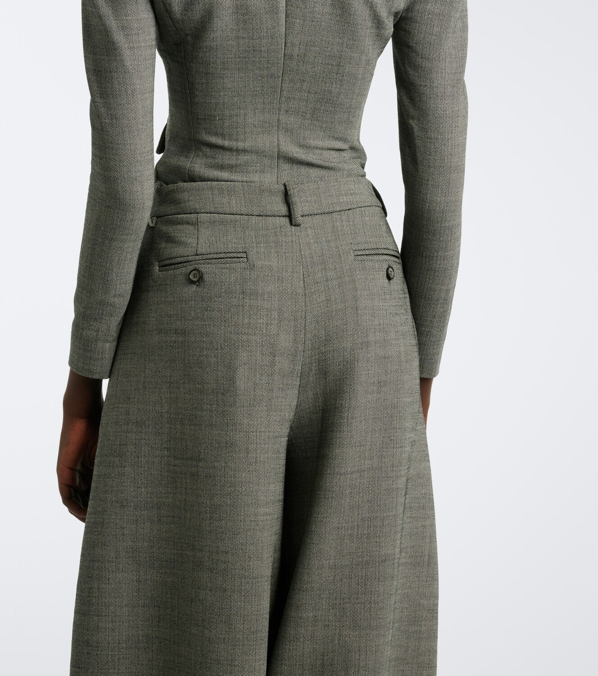 Magda Butrym Herringbone wool-blend barrel-leg pants