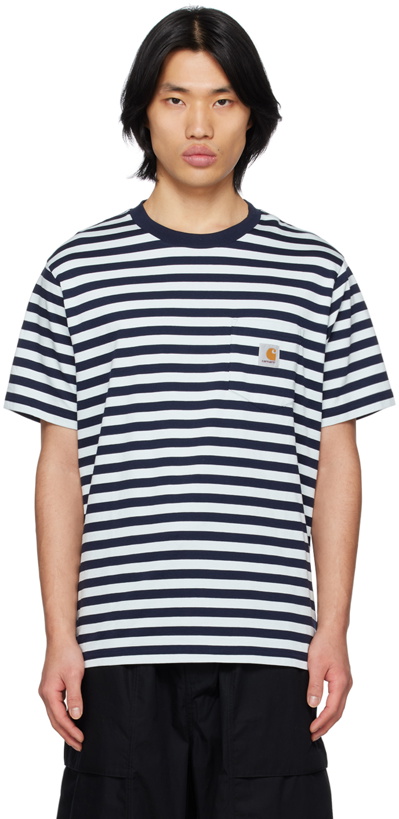 Photo: Carhartt Work In Progress Blue Scotty Stripe T-Shirt