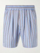 TOM FORD - Straight-Leg Striped Silk-Twill Shorts - Blue