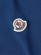 Moncler - Logo-Appliquéd Striped Cotton-Piqué Polo Shirt - Blue