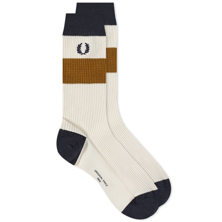 Photo: Fred Perry Men's Waffle Stripe Sock in Ecr&Nvy
