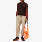 LASTFRAME Women's Sheer Ichimatsu Market Bag Medium in Neon Orange/Clear