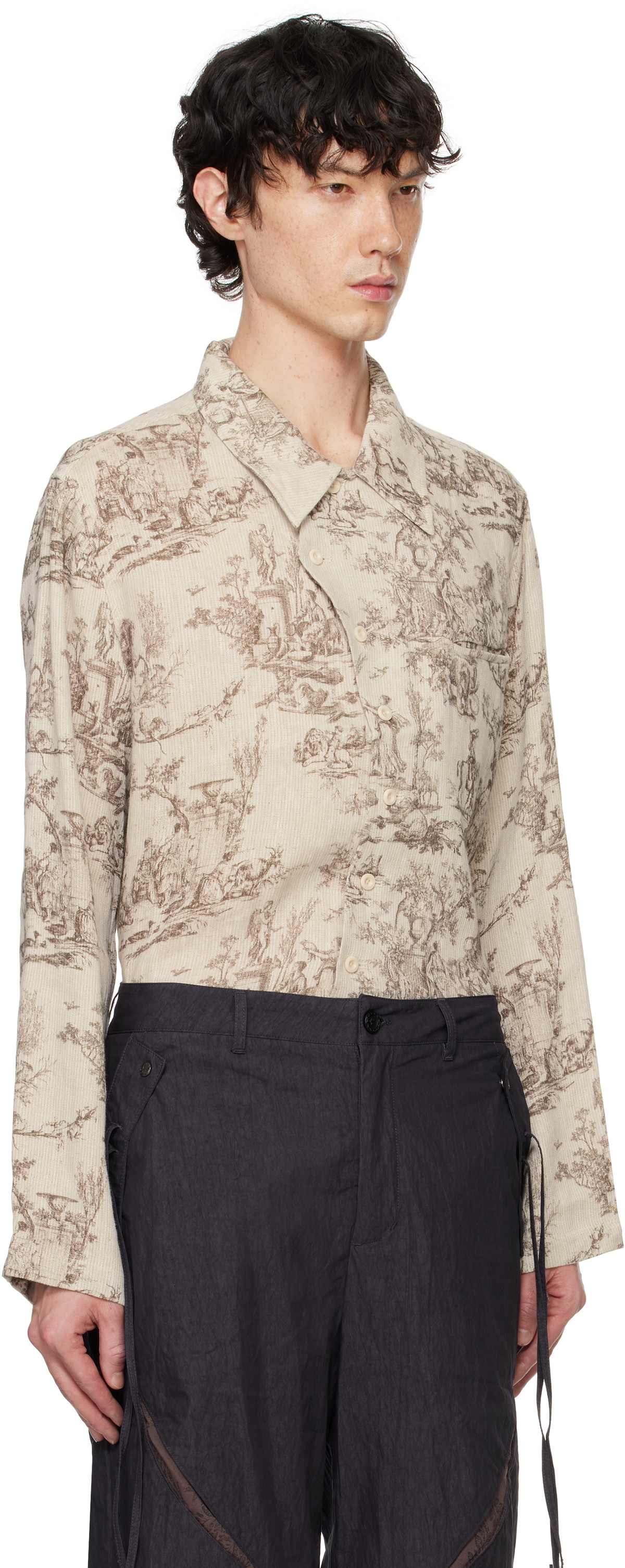 Professor.E Beige Seasonal Print Shirt