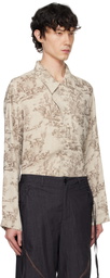 Professor.E Beige Seasonal Print Shirt