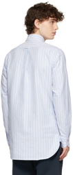 Drake's Blue & White Striped Oxford Shirt