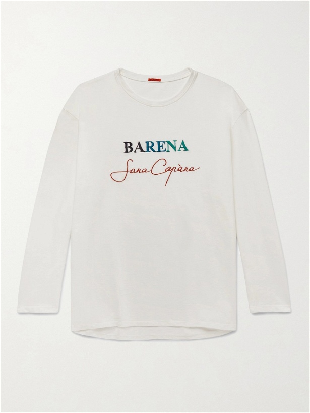 Photo: BARENA - Logo-Embroidered Cotton-Jersey T-Shirt - White