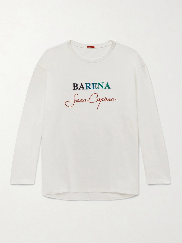 Photo: BARENA - Logo-Embroidered Cotton-Jersey T-Shirt - White