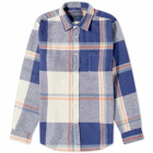 Portuguese Flannel Men's Tape Check Shirt in Blue/Ecru