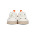 Diesel White and Orange S-Clever Low Sneakers