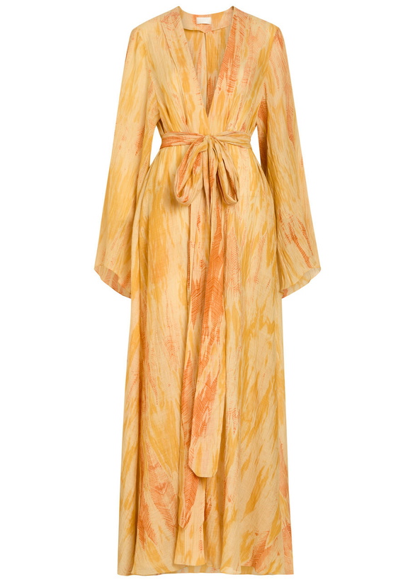 Photo: Delos Azura Printed Cotton and Silk-blend Maxi Dress Yellow