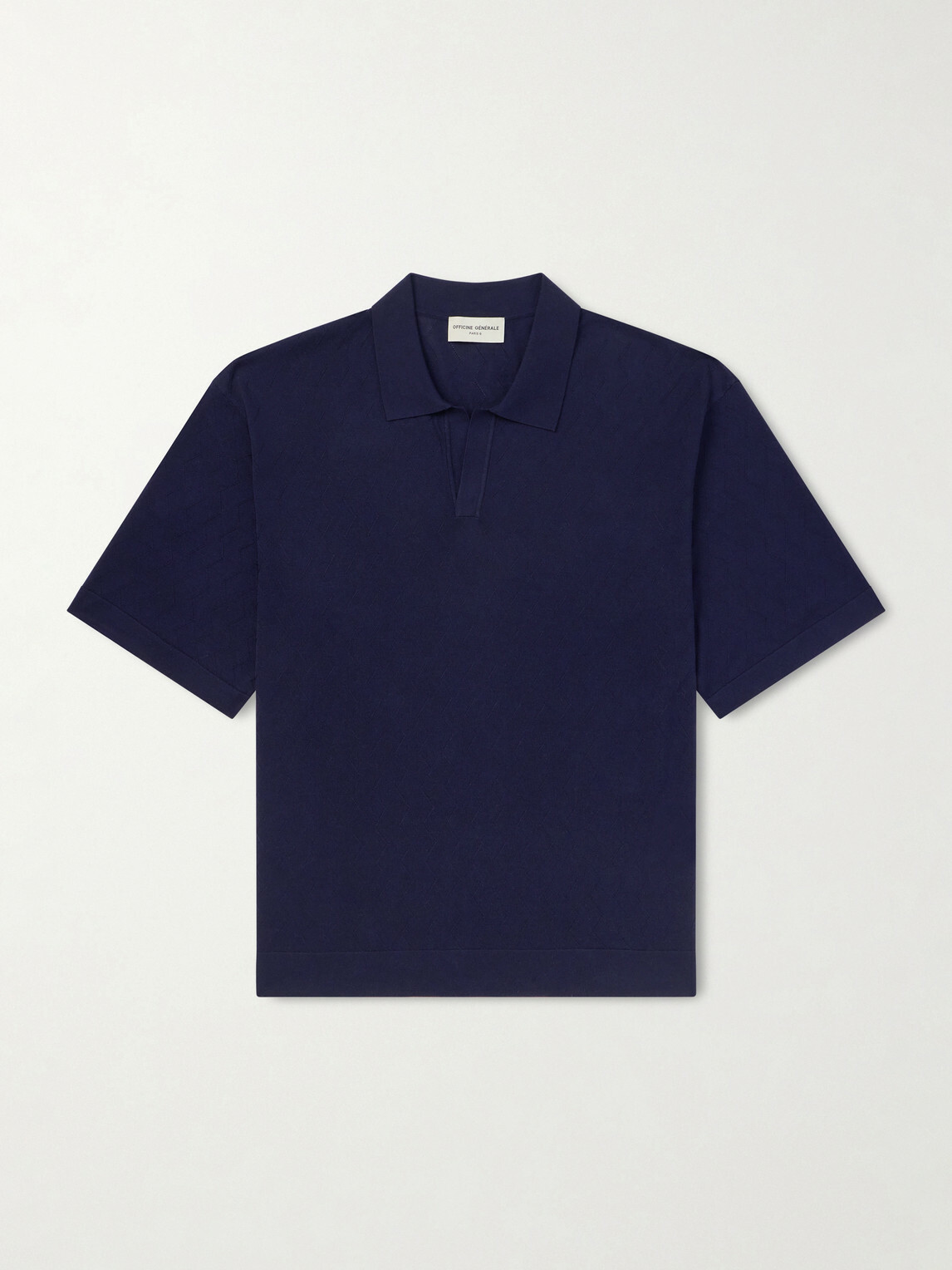 Officine Générale - Pele Jacquard-Knit Lyocell and Wool-Blend Polo Shirt - Blue