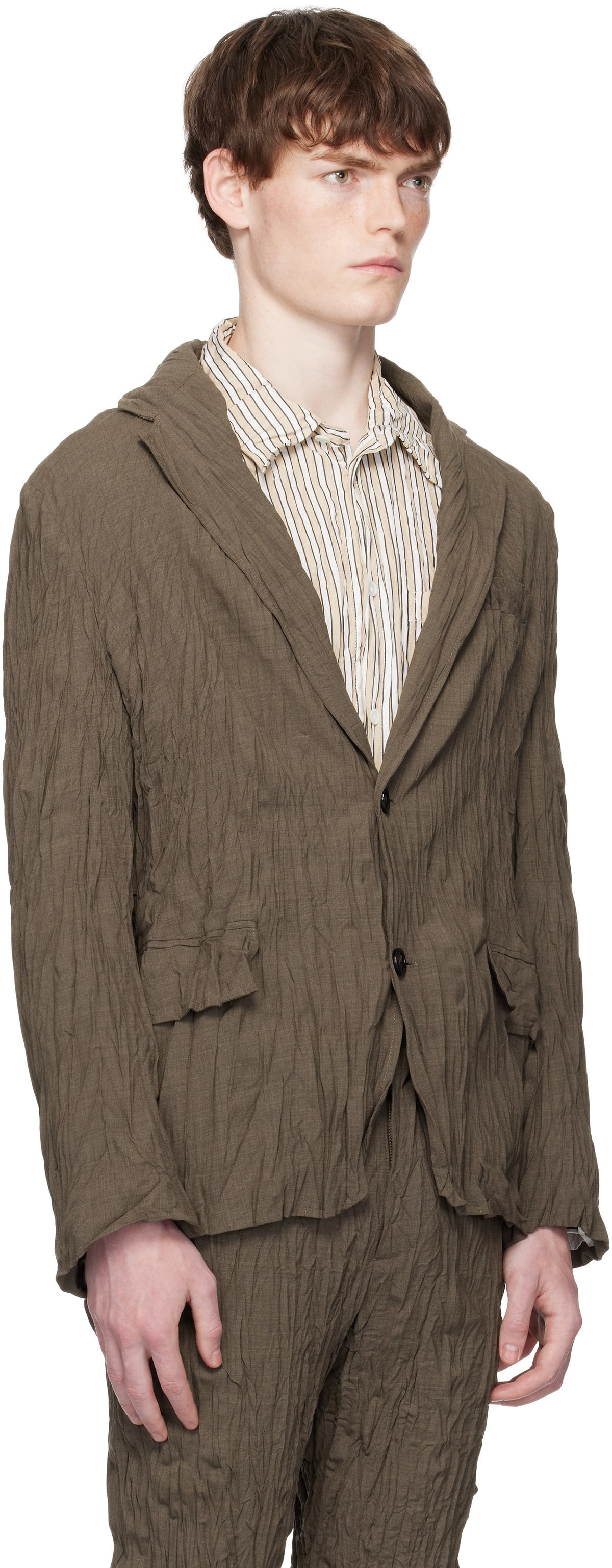 Bottega Veneta Brown Crushed Wool Blazer