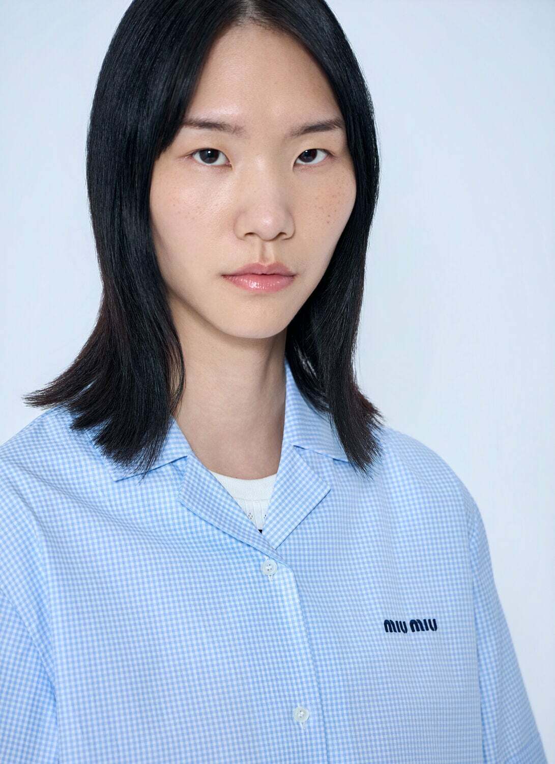 Miu Miu Short-Sleeve Cotton Poplin Shirt
