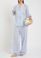 Toteme Logo-monogrammed Cotton-blend Pyjama Trousers Light Blue