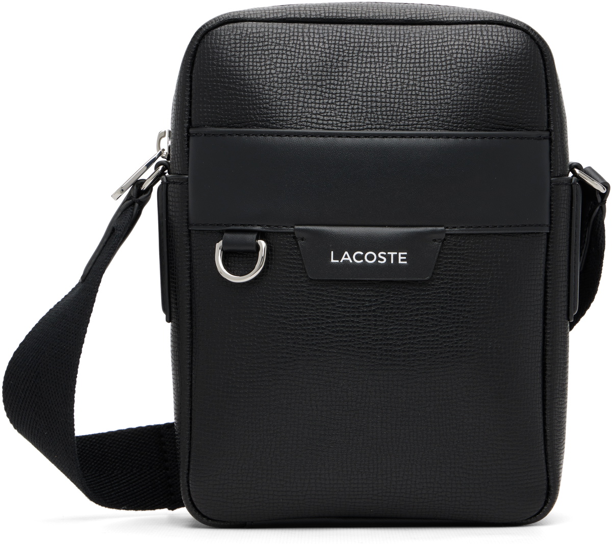 Lacoste Black Ossian Leather Satchel Bag
