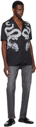 Balmain Black Dragon Print Shirt