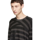 Julius Black and Grey Striped Long Sleeve T-Shirt