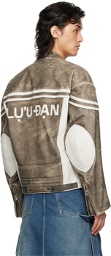 LU'U DAN Gray Moto L-D Leather Biker Jacket