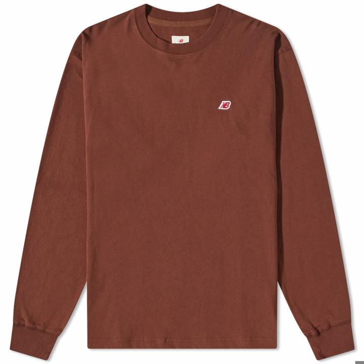 Photo: New Balance Men's Long Sleeve Made in USA T-Shirt in Brown