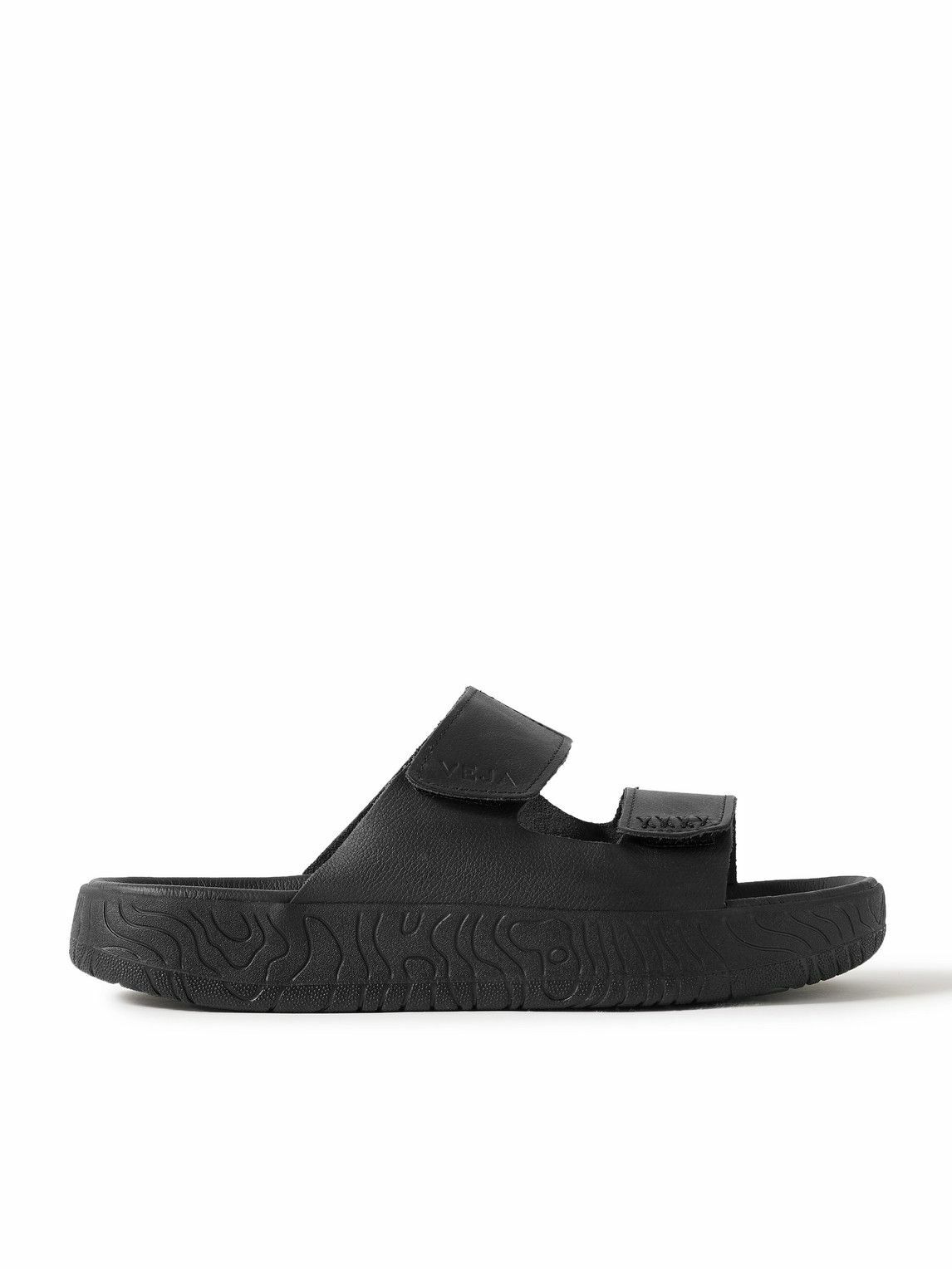 Veja - Etna Logo-Debossed Leather Sandals - Black