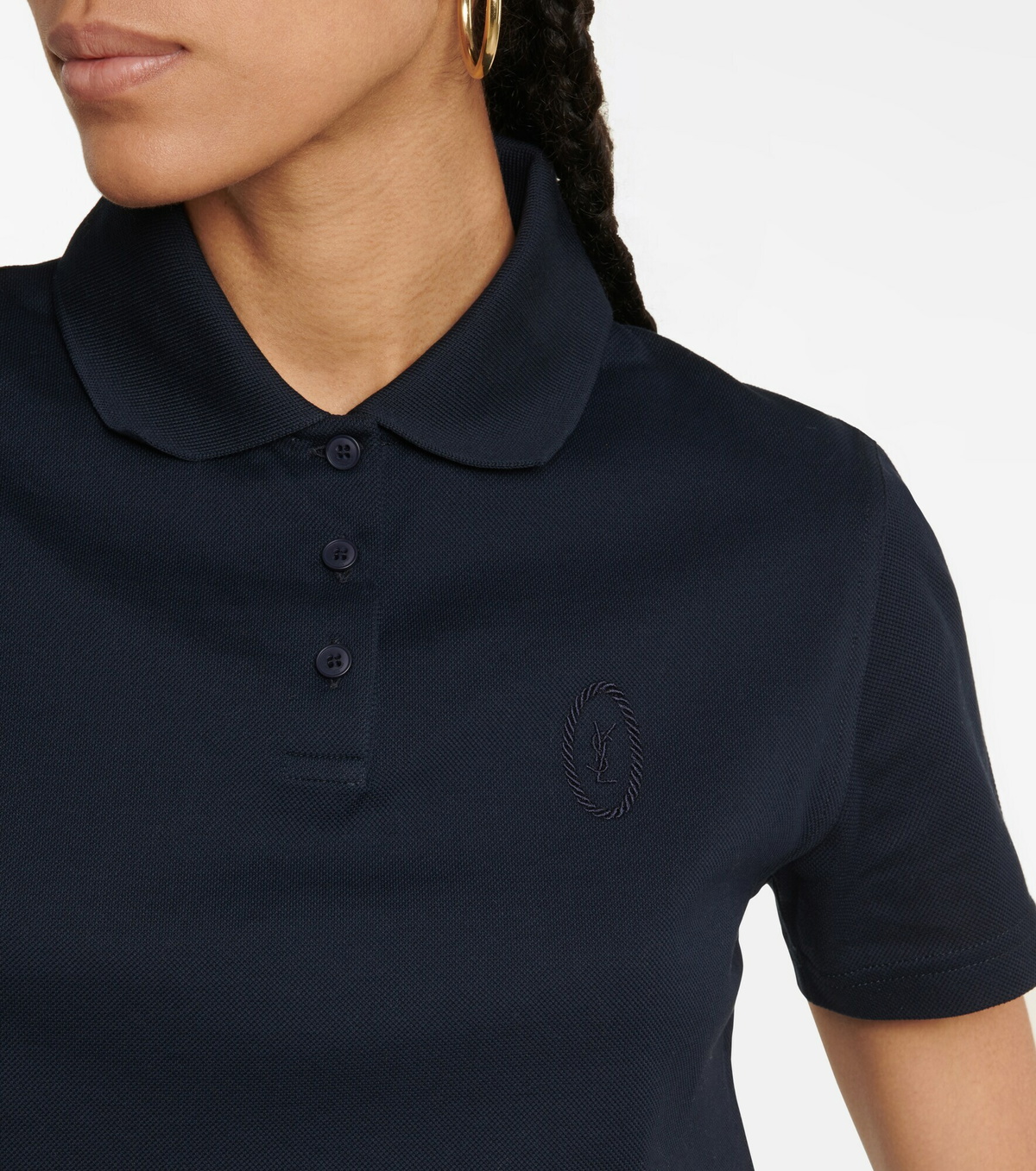 Saint Laurent - Cotton piqué cropped polo shirt Saint Laurent