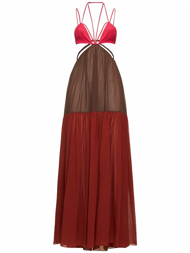 Photo: NENSI DOJAKA - Triangle Bra Cutout Belted Long Dress