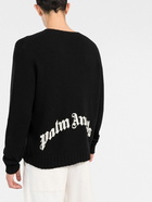 PALM ANGELS - Curved Logo Wool Sweater