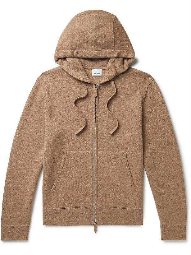 Photo: Burberry - Logo-Embroidered Double-Faced Cashmere-Blend Zip-Up Hoodie - Neutrals