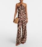 Faithfull Jensen animal-print halterneck satin top