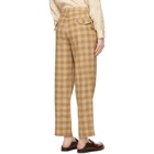 Bode Beige and White Oatmeal Plaid Trousers