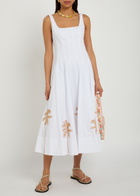 Staud Wells Appliquéd Stretch-cotton Midi Dress White
