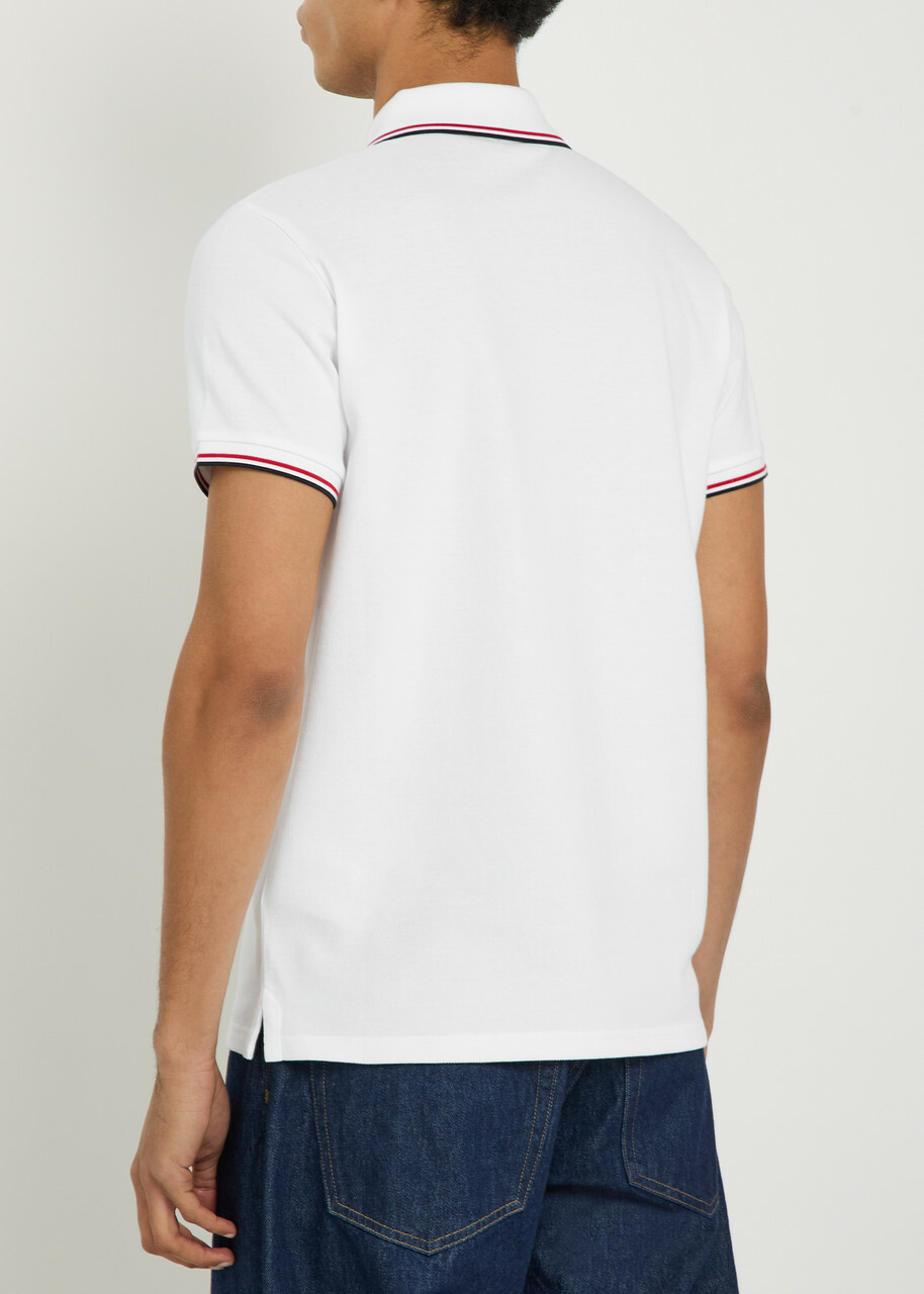 Moncler Logo-appliquéd Piqué Cotton Polo Shirt White