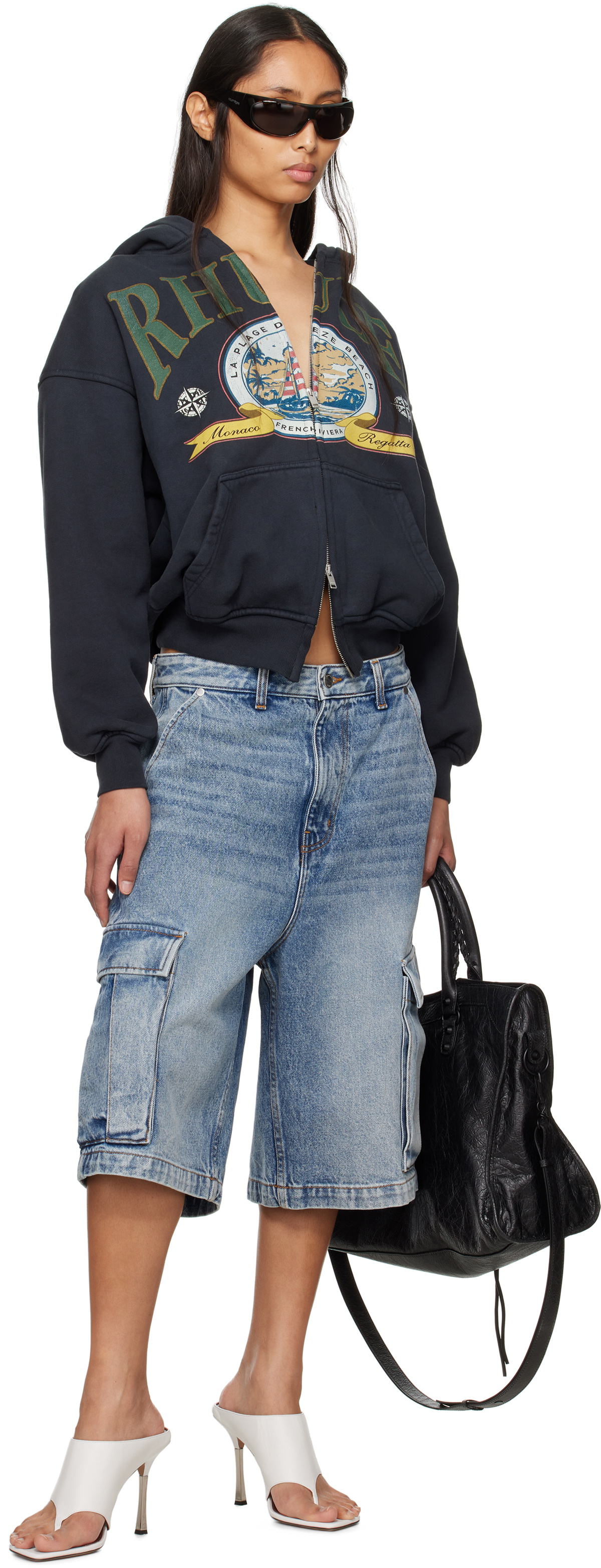 Rhude Black Monaco Regatta Full-Zip Hoodie