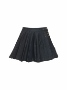SAMI MIRO VINTAGE - Pleated Deadstock Raw Denim Mini Skirt
