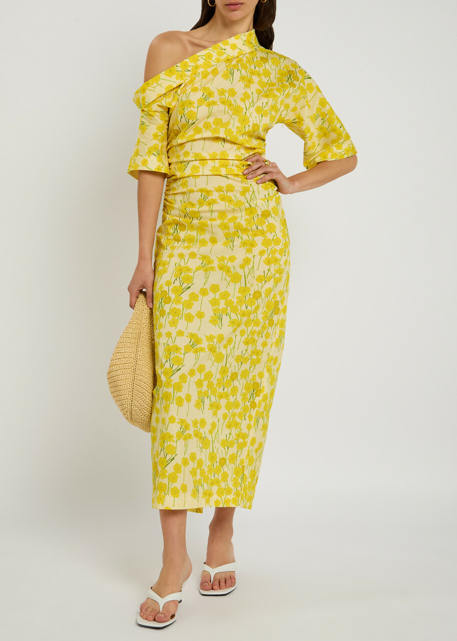 Bernadette Bowery Floral-print Stretch-cotton Midi Dress Multi Print