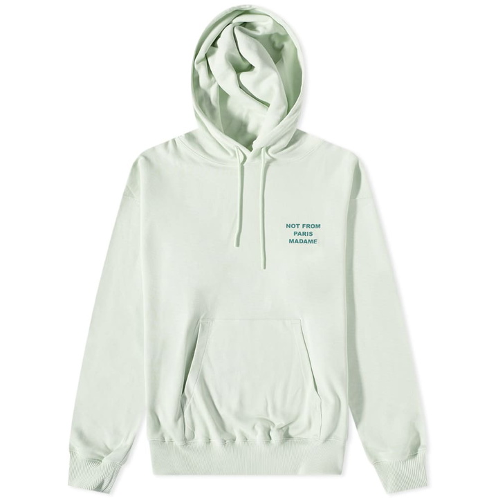 Photo: Drole de Monsieur Men's Drôle de Monsieur Patch Popover Hoody in Light Green