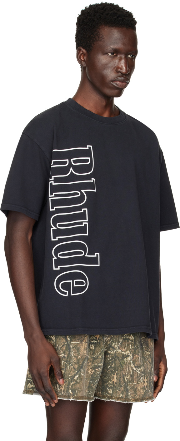 【関税込み】Rhude SSENSE限定 ブラック サイドロゴ Tシャツ SSENSE Exclusive Black Side Logo T-Shirt by Rhude on Sale