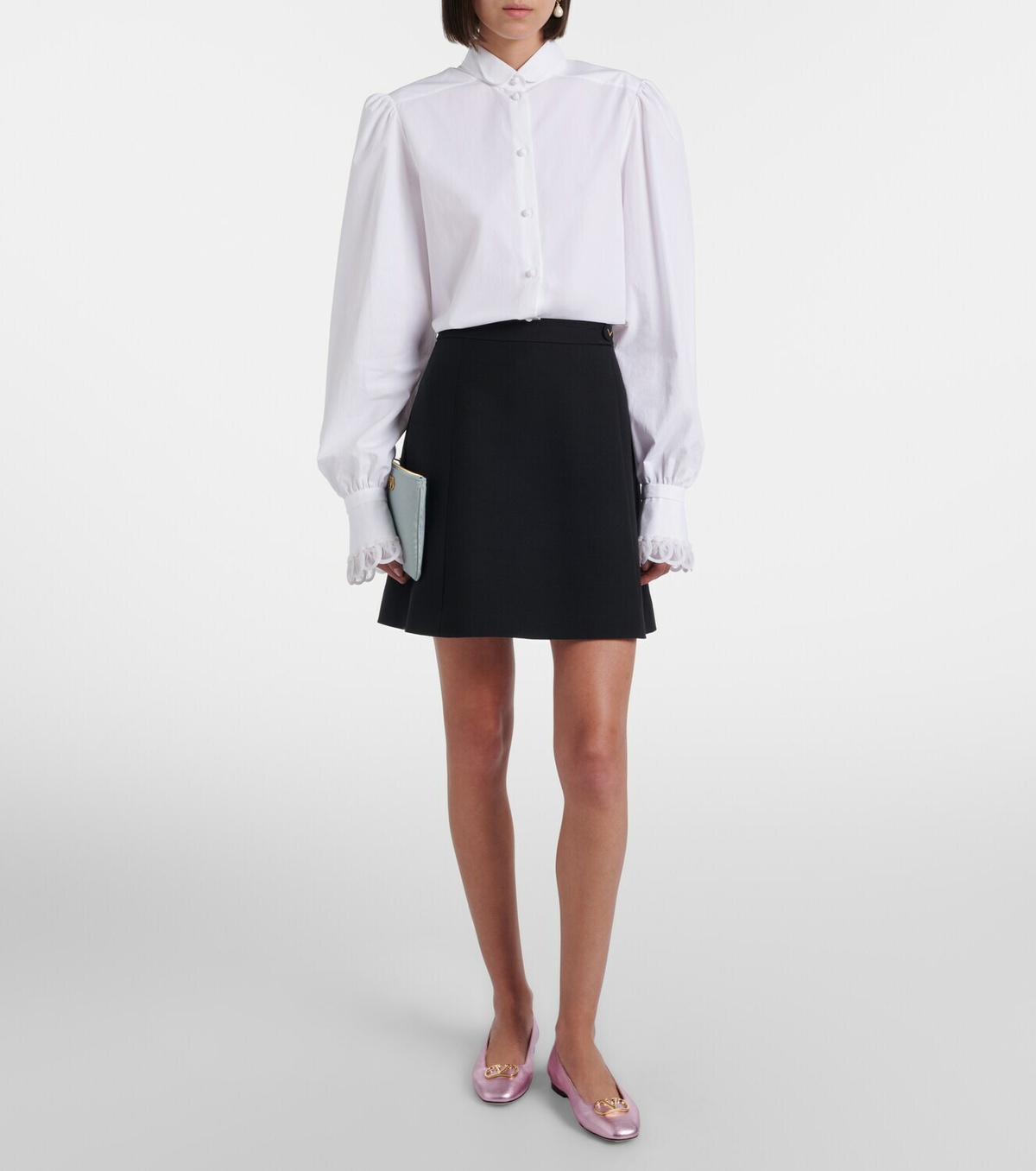 Valentino Garavani VLogo metallic leather ballet flats